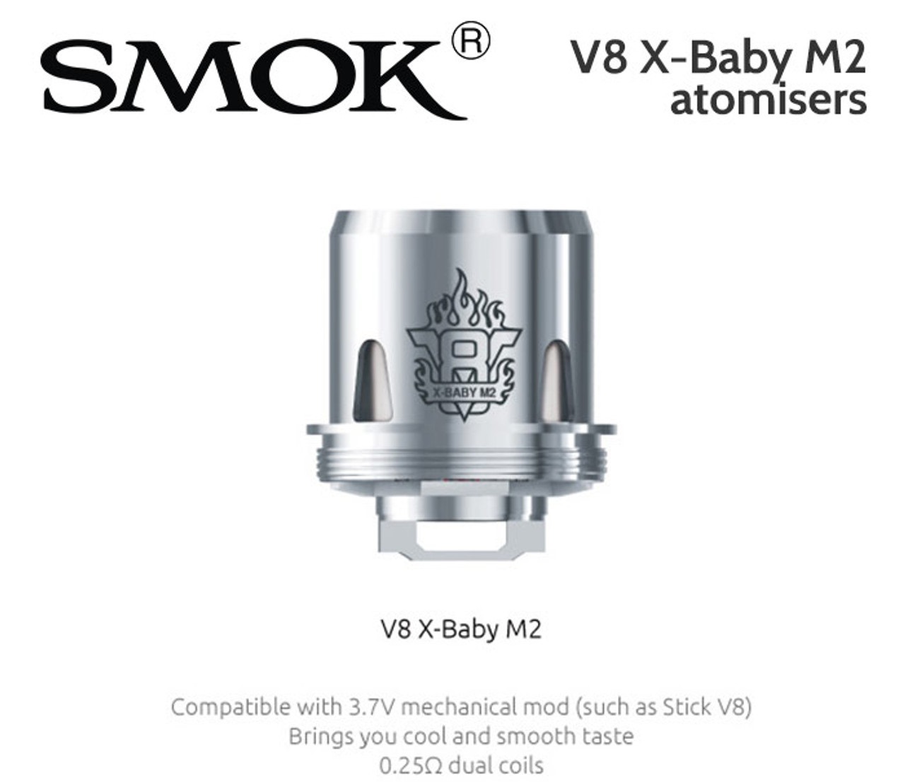 SMOK V8 X-Baby M2 Replacement Coils 0.25 Ohm 3pcs/pack - Image 2