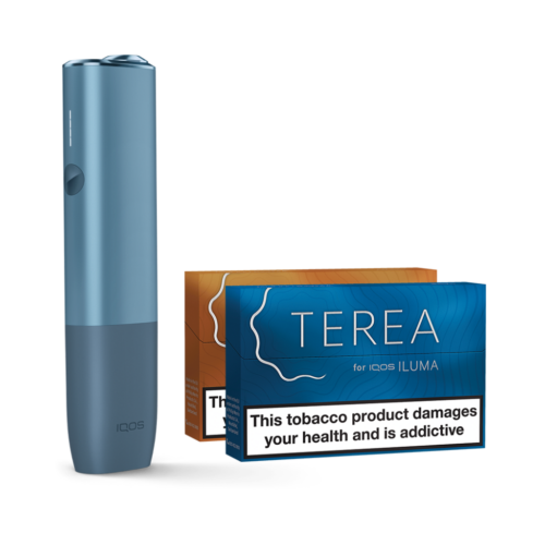 IQOS ILUMA ONE Starter Kit | Azure Blue | Free (2 Pack) of TEREA Sticks