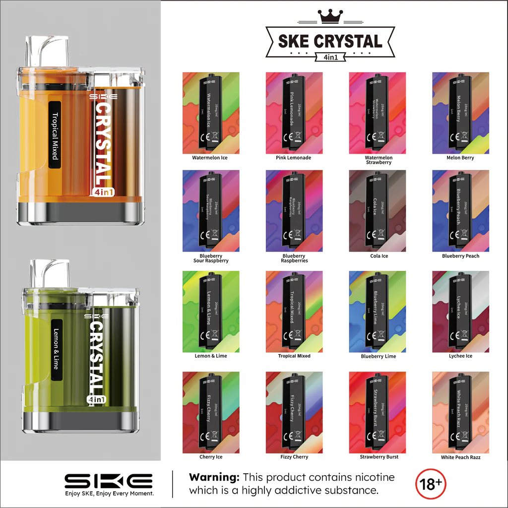 SKE Crystal 4in1 2400 Puffs Rechargeable Pod Kit | 20MG - Image 2