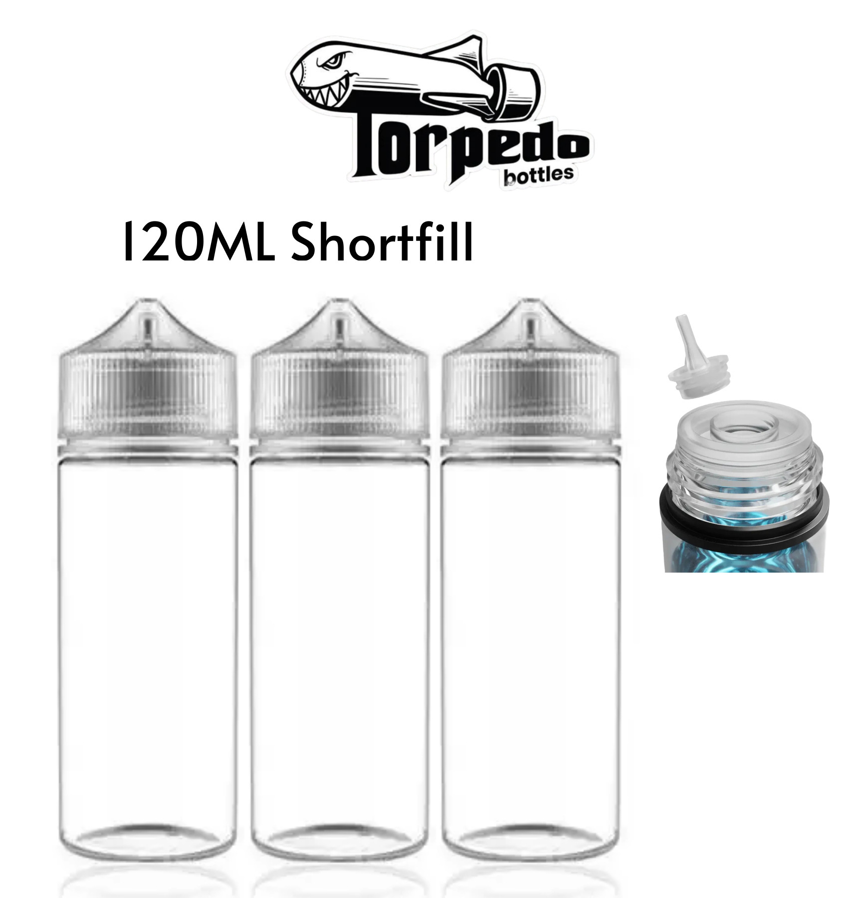 Torpedo Refillable Empty E-Liquid Bottles 120ml | Easy Screw Off Nib