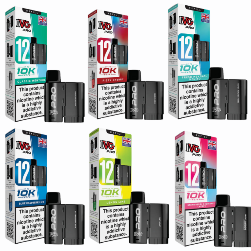 IVG Pro 12 Refill Pods – 2ml + 10ml | Up to 10,000 Puffs | 20mg Nic Salt
