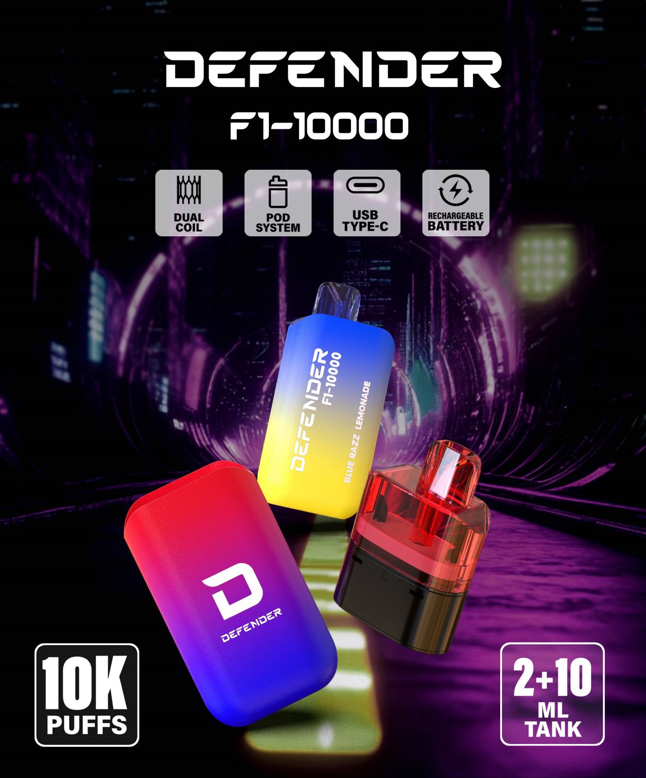 Defender F1-10000 Prefilled Vape Kit - Image 3